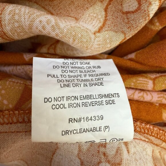 Petal + Pup Arden Floral Tunic Mini Dress Womens 6 Orange Flowy Tiered Button Up - Picture 14 of 14